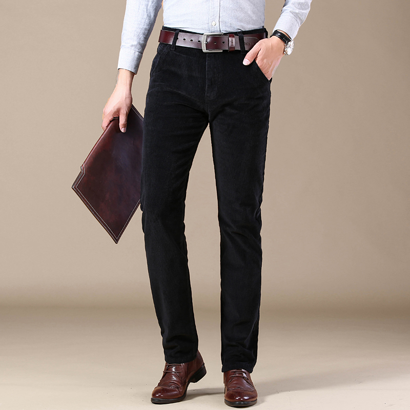 Pantalon d'affaires en velours côtelé pour hommes, kaki, mode, doux, confortable, élastique, Slim, droit, vêtements de printemps et d'automne