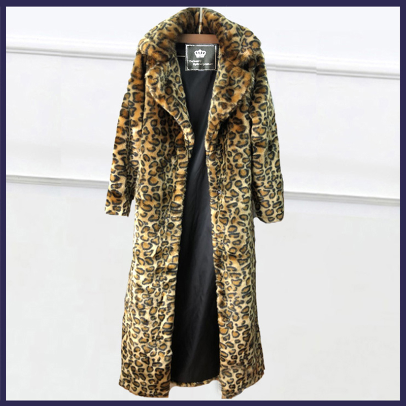 Manteau en fourrure de léopard pour femmes, manteau en fourrure de vison, long, à la mode, haut décontracté, Europe et amérique, ample, grande taille, coupe-vent chaud