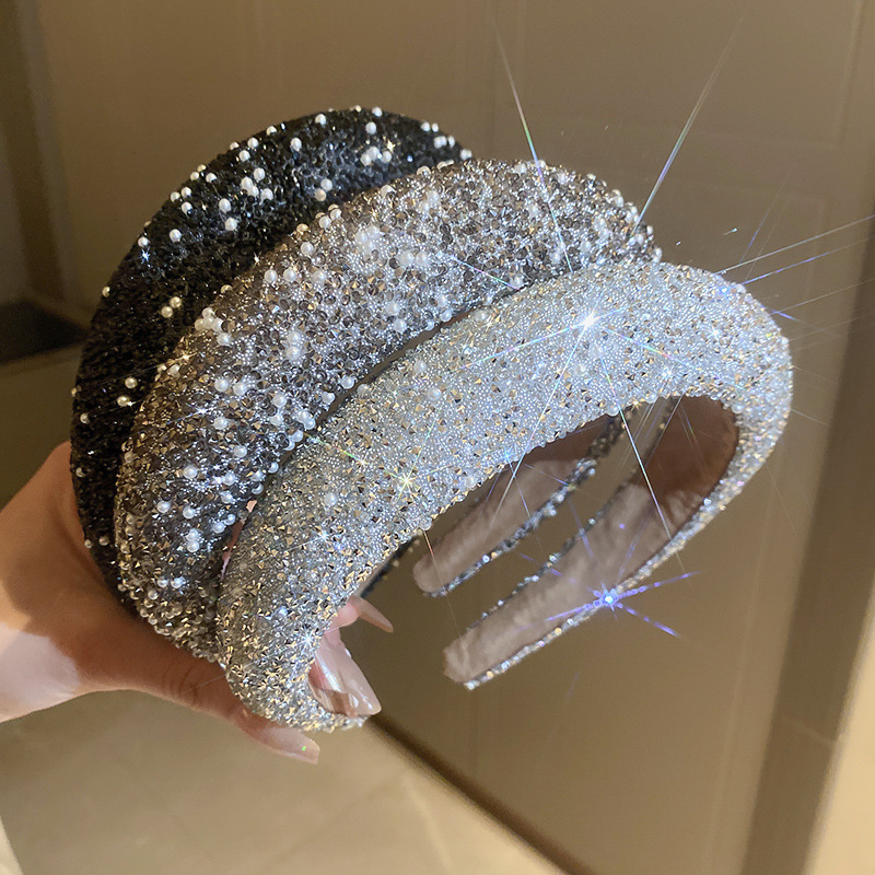 Bandeaux de luxe incrustés de strass pour femmes, mode coréenne, bandeau à pression, petite perle, bijoux de cheveux de mariage