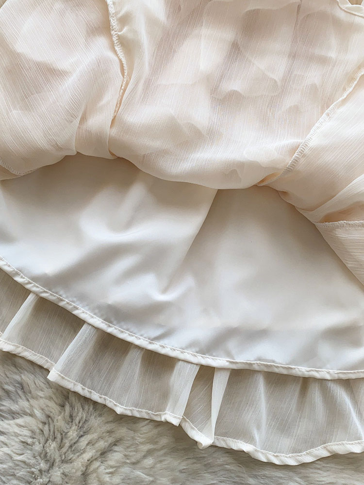 Robe de printemps pour femmes, élégance française, en mousseline de soie, à volants, manches longues, taille haute, ceinturée, polyvalente, pour le bureau, longueur mi-longue, Vestidos DS334