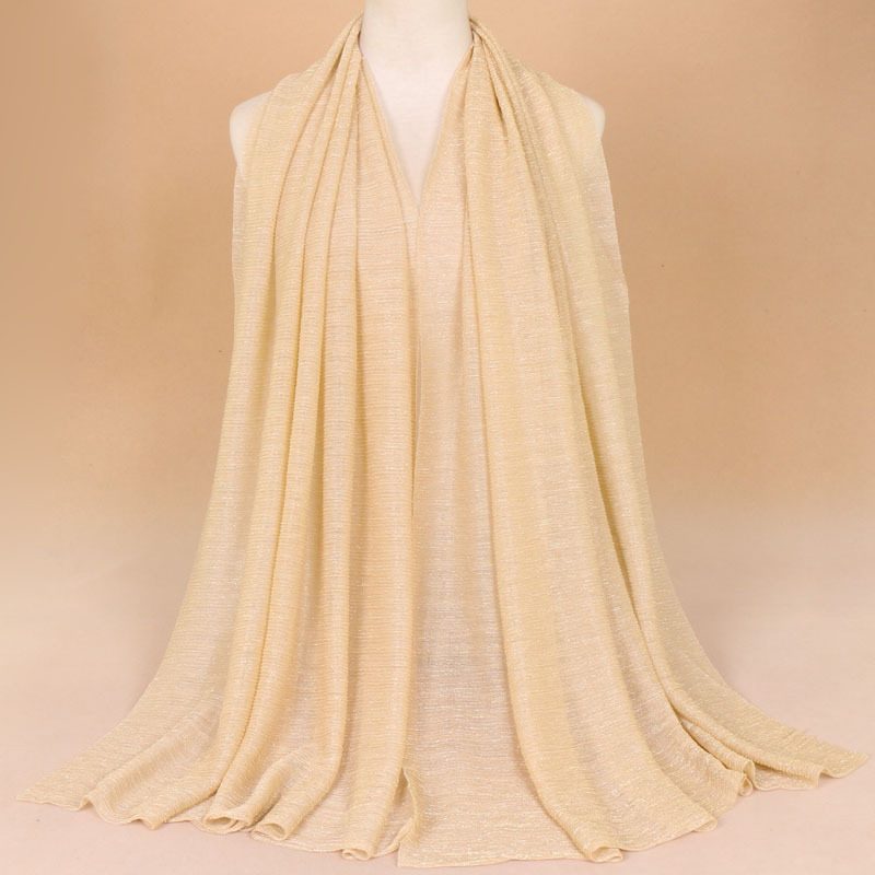 1 pièce Écharpe à paillettes pour femme, Hijab musulman scintillant, Châle froissé brillant, Foulard islamique fin transparent, Accessoires de fête pour femme