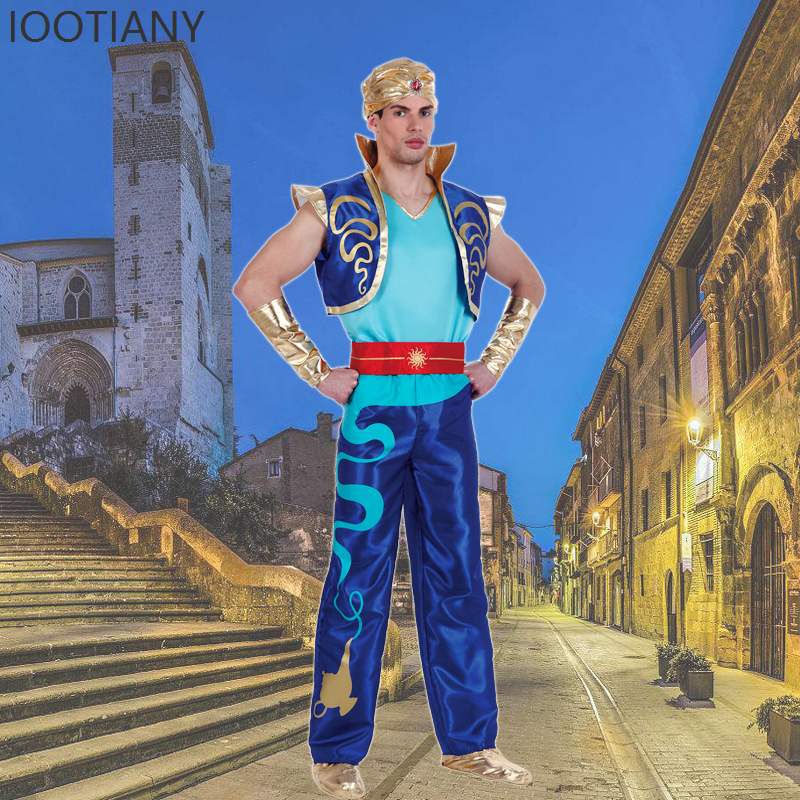 Costume de roi arabe pour Halloween, lampe magique Aladdin, fête de carnaval du Prince, Costume de spectacle sur scène pour hommes et garçons adultes, nouvelle collection
