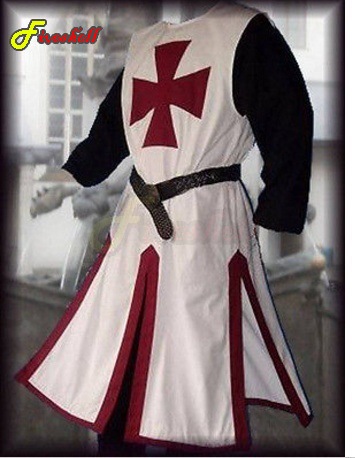 Pardessus de chevalier templier à manches longues pour hommes, robes de cosplay médiévales, manches courtes, costume de reconstitution Y, croisé