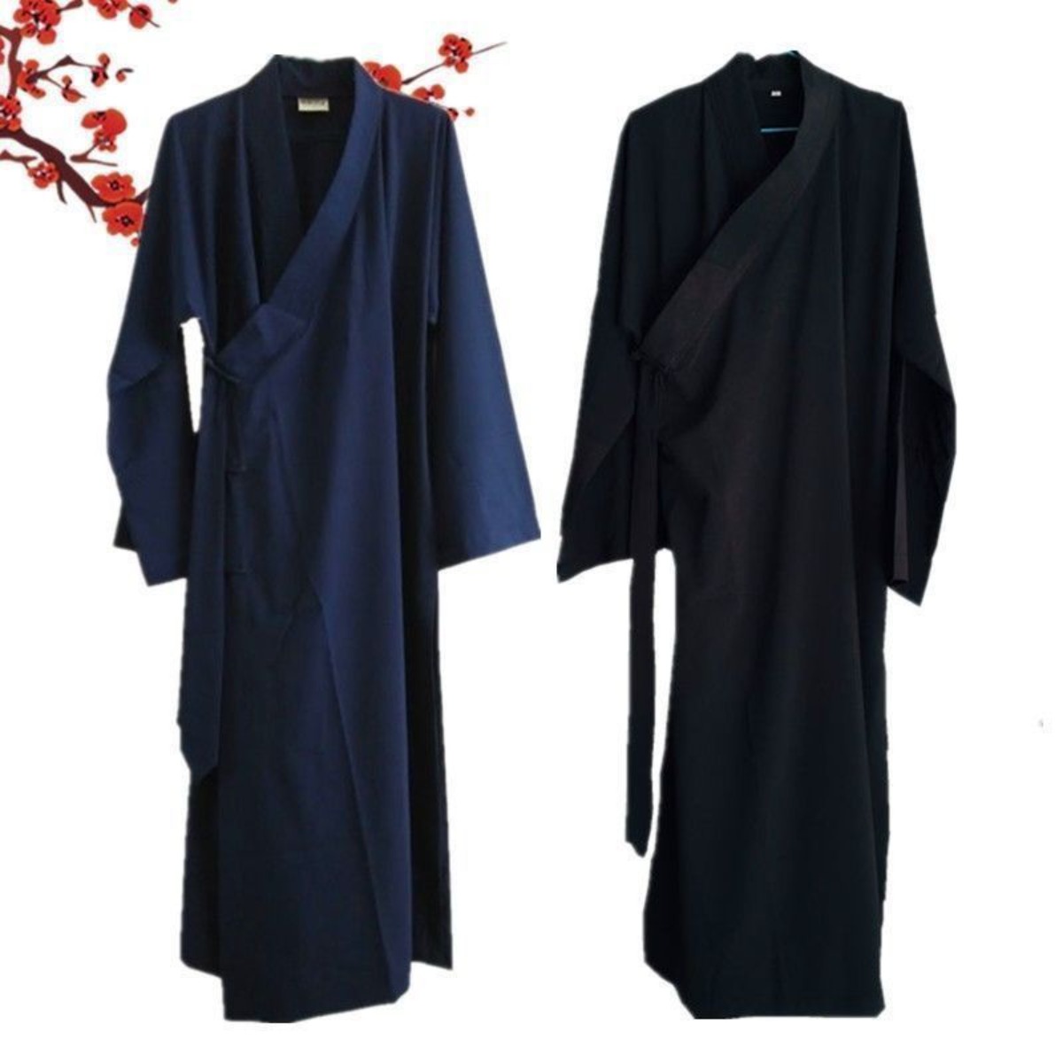 Ensemble de Robe taoïste, tenue d'entraînement, Robe longue Tai Chi, San Qing, bleu marine, fournitures taoïstes, vêtements de moine rituel bouddhiste