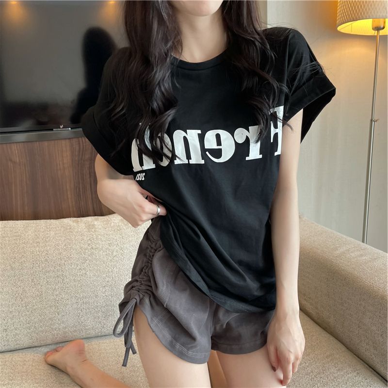 Mode Vintage femmes T-Shirts américain à la mode lettre imprimer nouveaux hauts à manches courtes décontracté vêtements de rue femme hauts T-Shirts d'été