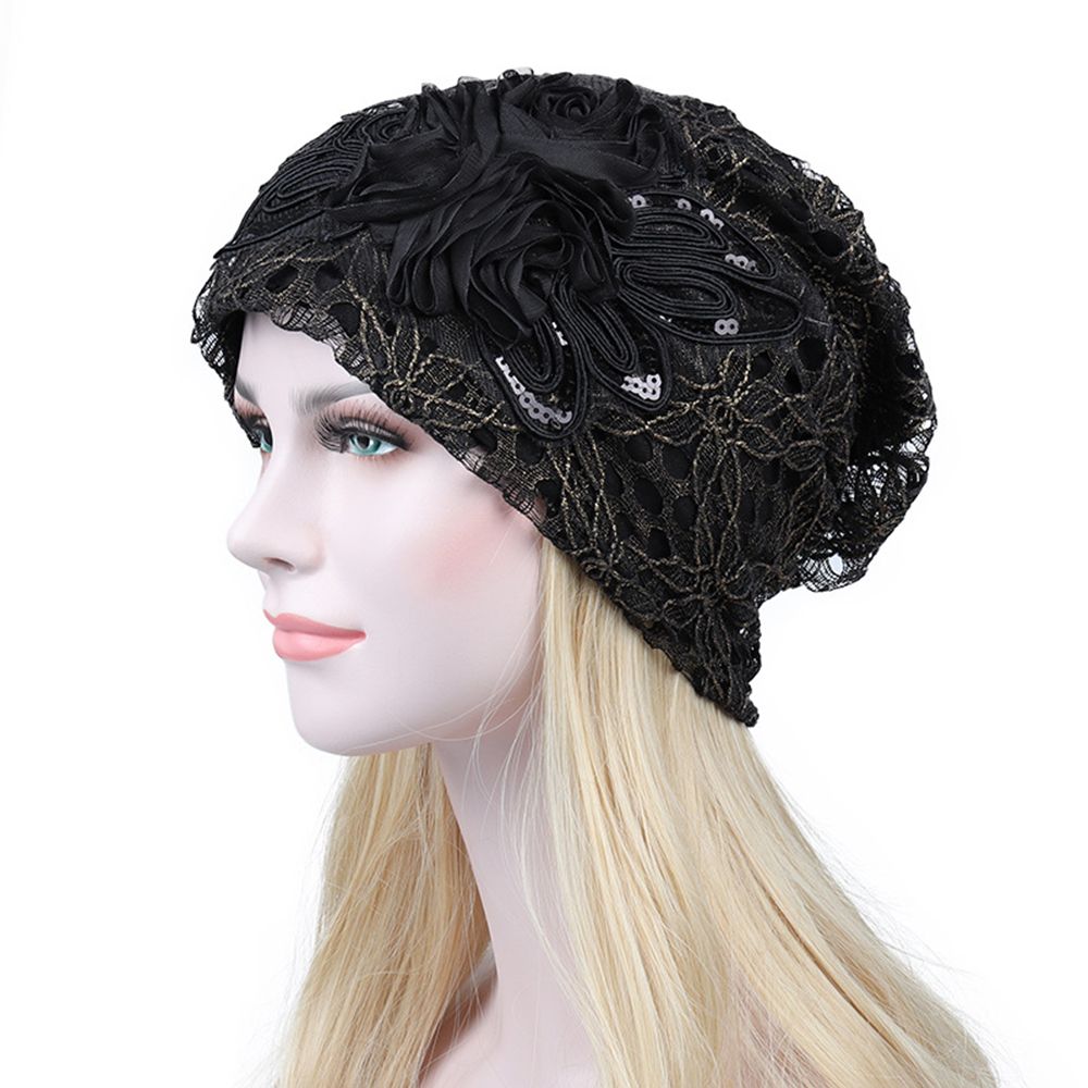Chapeau de chimio contre le Cancer à la mode, Turban Floral en dentelle, casquette de couverture, chapeau en dôme