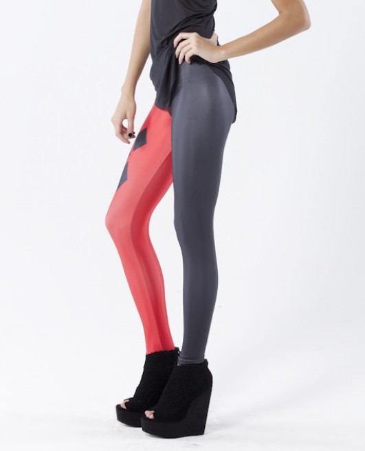 Femmes Galaxy Leggings rouge et noir imprimé Leggings pantalon noir lait Leggins G L-1468