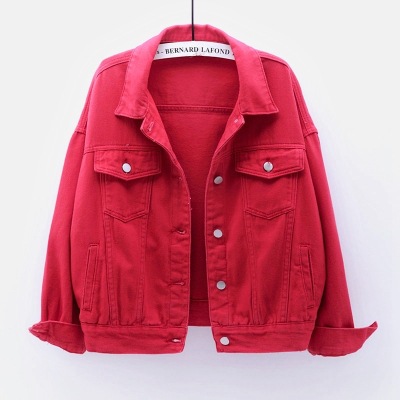 Veste en Jean femme printemps automne manteau court rose Jean vestes décontracté hauts violet jaune blanc hauts amples dame vêtements d'extérieur