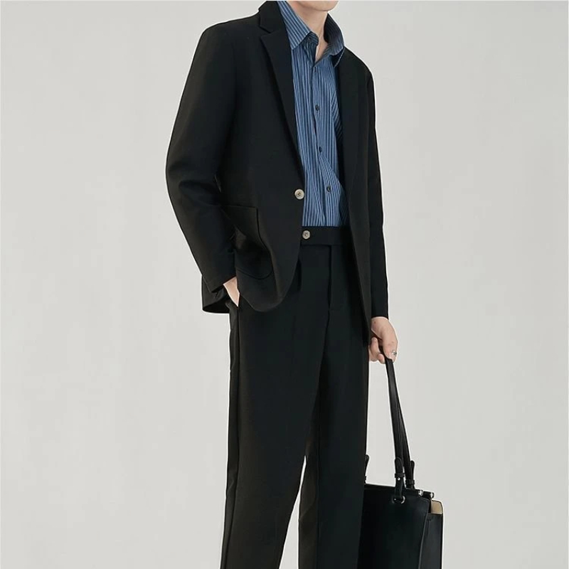 Ensemble de tenue 2 pièces pour hommes, couleur unie, tendances pour jeunes, Costumes, pantalons de cérémonie, Costumes et blazers complets pour hommes, vêtements classiques élégants
