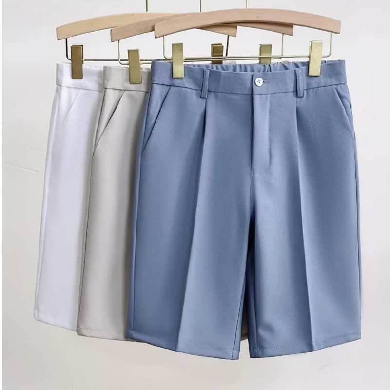 Short d'été à cinq points pour homme, tissu drapé, décontracté, mi-long, américains sauvage, blanc trempé, bermuda masculin