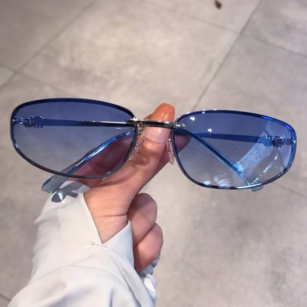 Lunettes de soleil pour femmes, nouvelle mode, dégradé, sexy, élégantes, pour la conduite, vintage, petites, carrées, en alliage argenté, Y2K