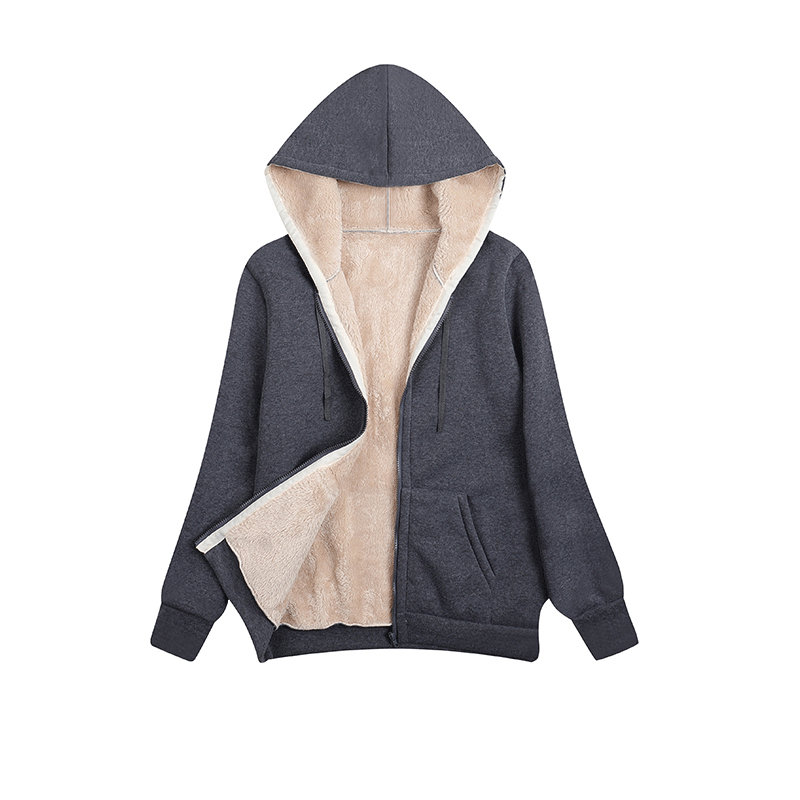 Hiver femmes à capuche en peluche manteau polaire sweats à capuche S-2XL fermeture éclair sweat à manches longues pull veste