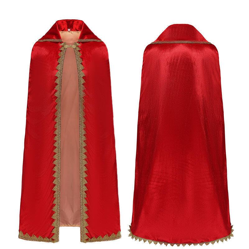 Cape royale pour adultes en 4 couleurs avec bordure dorée, robe de roi ou de reine médiévale pour hommes et femmes, costumes de cosplay pour Halloween et carnaval
