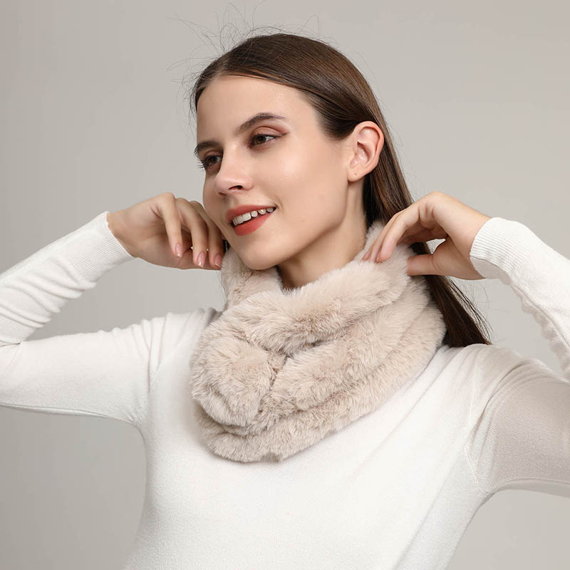 Hiver femmes trois tubes lapin cheveux écharpe couleur unie Simple enveloppement extérieur chaud épaissi foulard silencieux 70*14 cm
