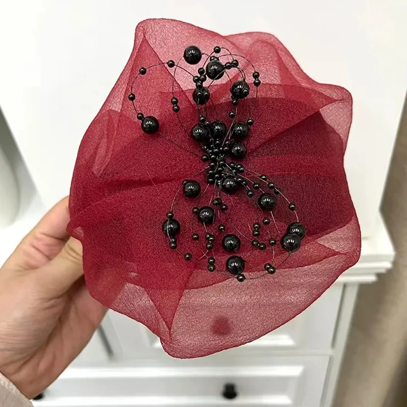 Élégant serre-tête demi-chapeau rétro français pour femmes et filles, accessoire de coiffure pour soirées et événements