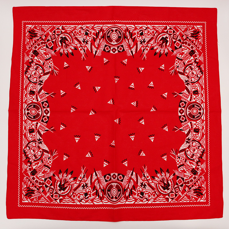 Nouveau Surdimensionné 70CM couleur rouge carré écharpe Style rétro imprimé coton Bandana chapeaux foulard