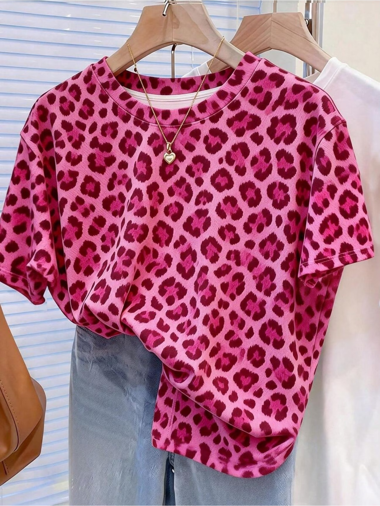 T-shirt femme imprimé léopard décontracté à manches courtes col rond motif animal été oversize streetwear