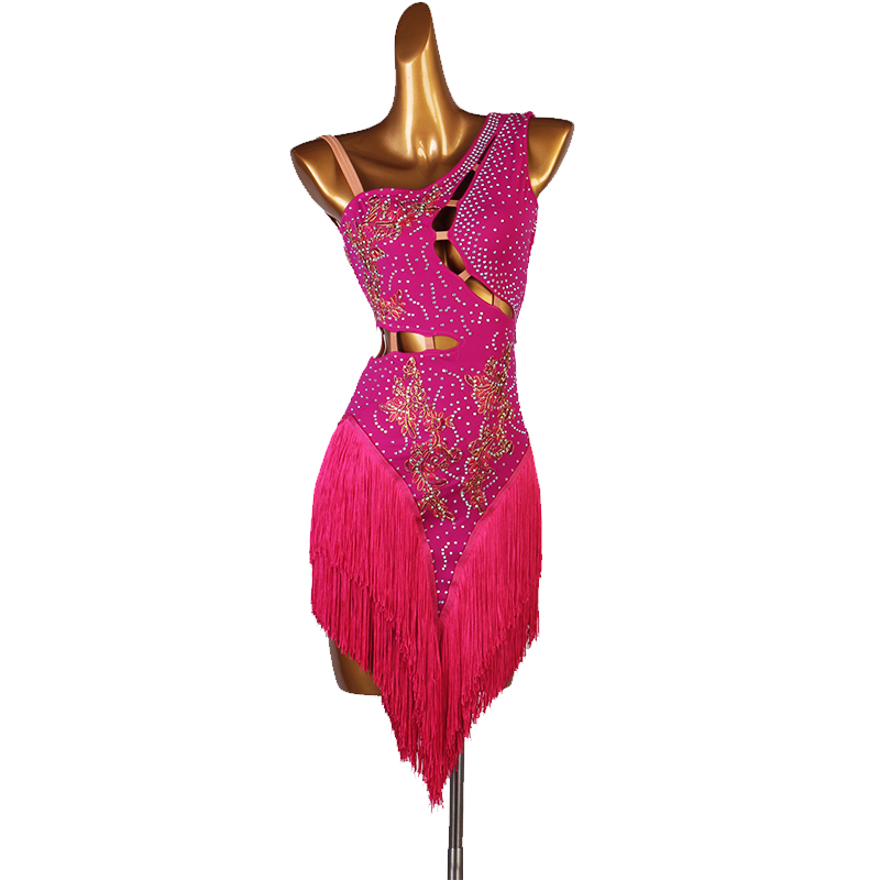 Robe de danse latine pour femmes, robe de concours de salle de bal à franges, vêtements de danse Rumba Salsa