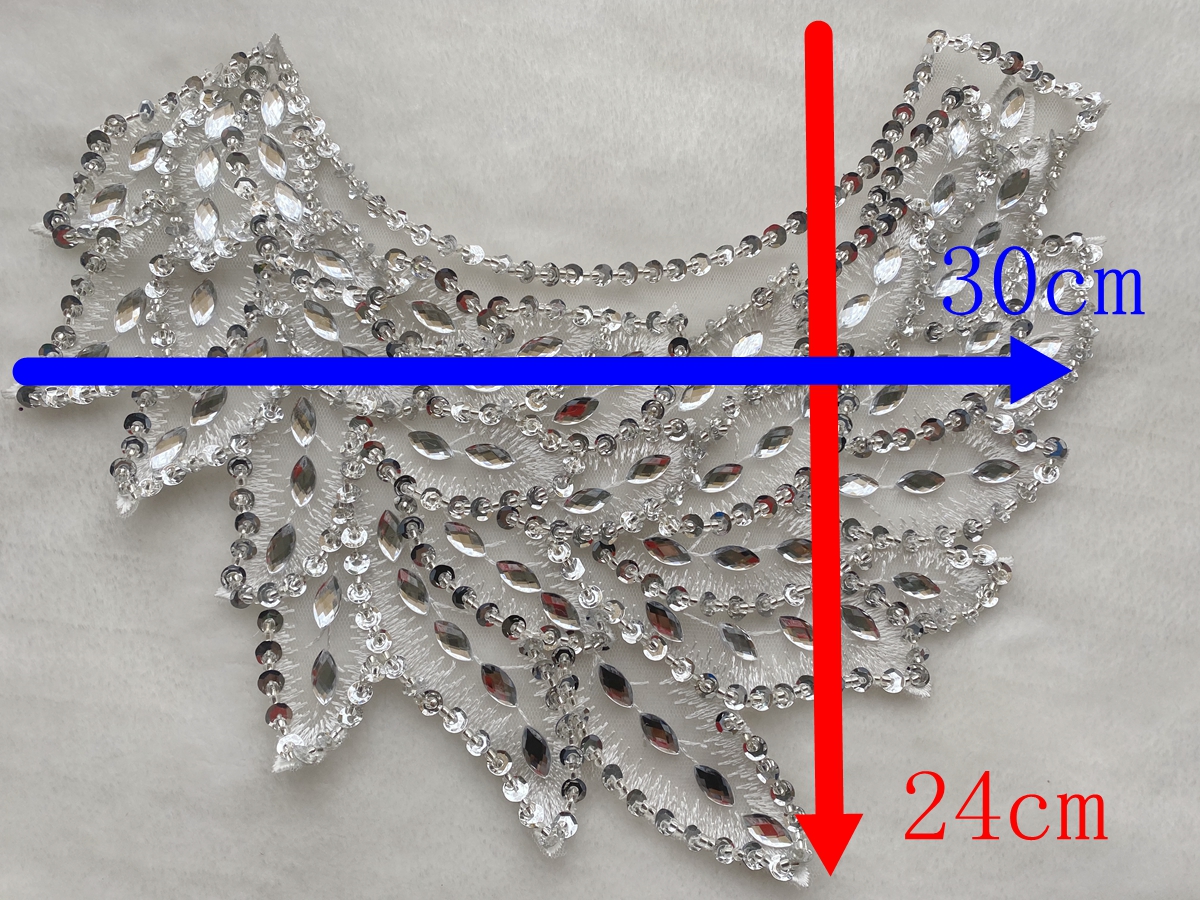 Magnifique matériau en dentelle avec des appliques de diamants lourds et de paillettes perlées, divers pour robe arabe musulmane, accessoires de décoration pour décolleté