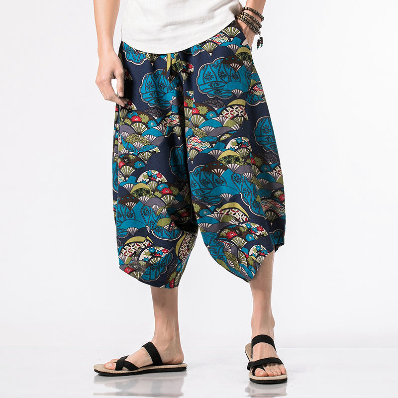 Pantalon lanterne d'été pour hommes et femmes, décontracté, plage, impression ethnique, loisirs, également, capri de vacances, objectifs, thaïxiété