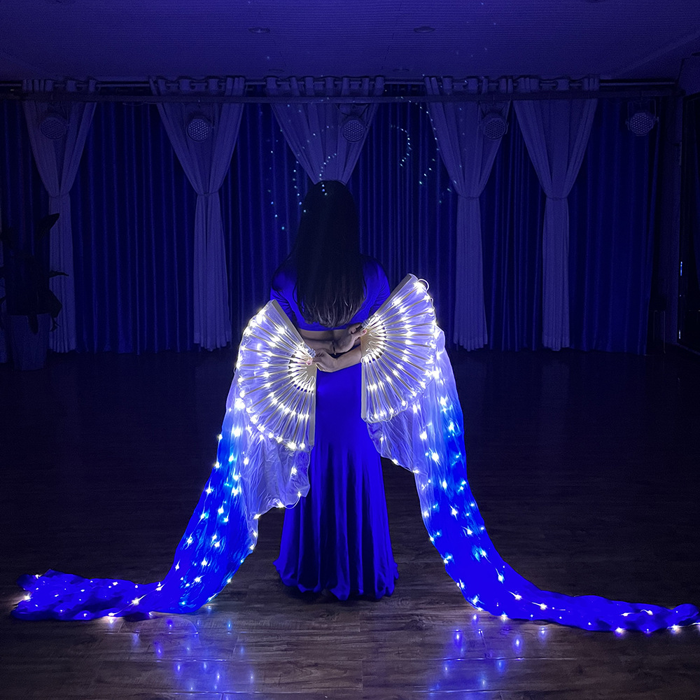 Ruoru-Voile d'éventail de danse du ventre LED, olympiques de danse sur scène, spectacle de lumière InjLED, carnaval, 100%