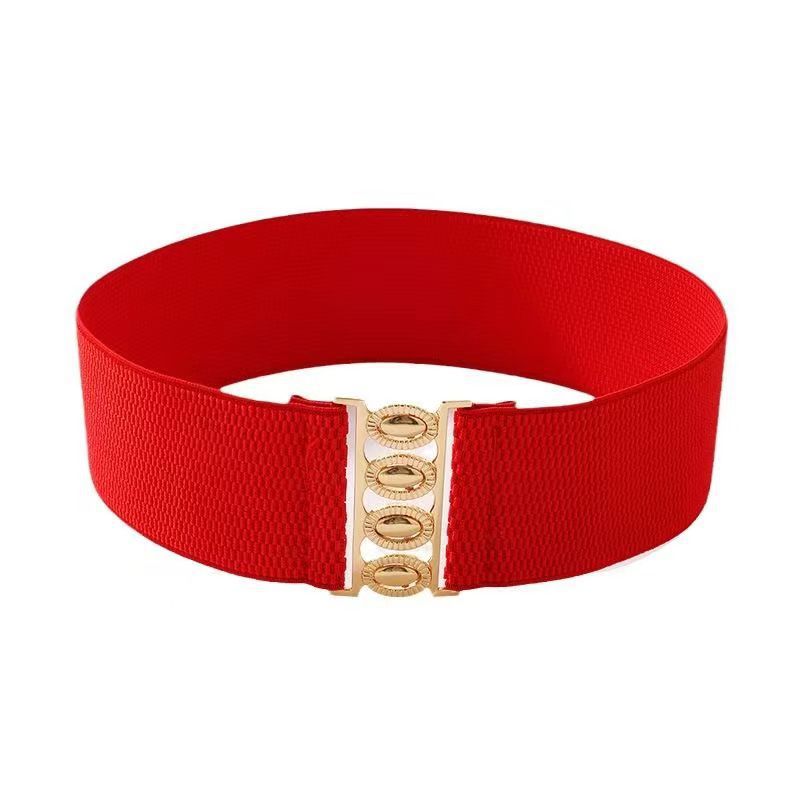 Ceinture élastique pour femmes, couverture de taille, boucle dorée, fermeture de taille élastique, large ceinture polyvalente associée à une robe manteau, ceintures pour dames