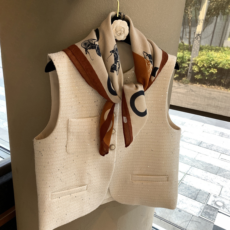 Foulard carré en soie 70x70 cm, style français haut de gamme, tendance, confortable, protection solaire, décoratif