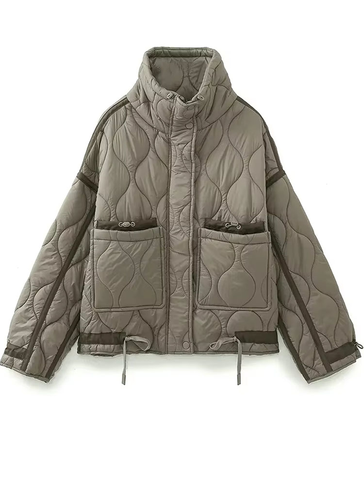 Manteaux épais rétro pour femme, vestes à col montant avec boutons, coupe-vent, Streetwear, nouvelle mode hiver