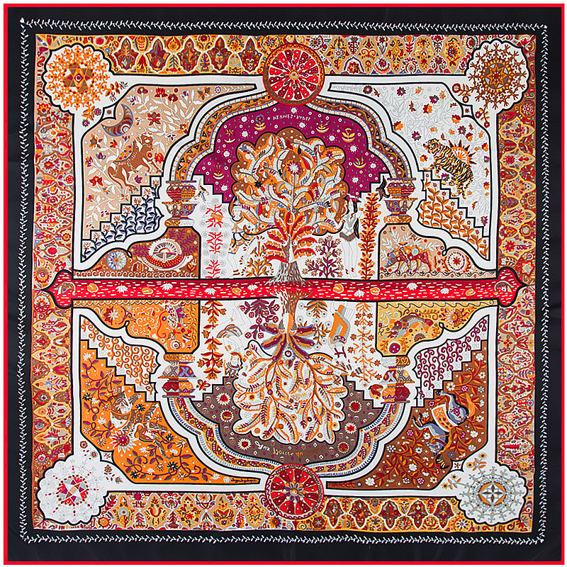 Châle de marque de luxe 130 sergé de soie, écharpe carrée à reflets floraux, Bandana enveloppant Hijab, 100% cm