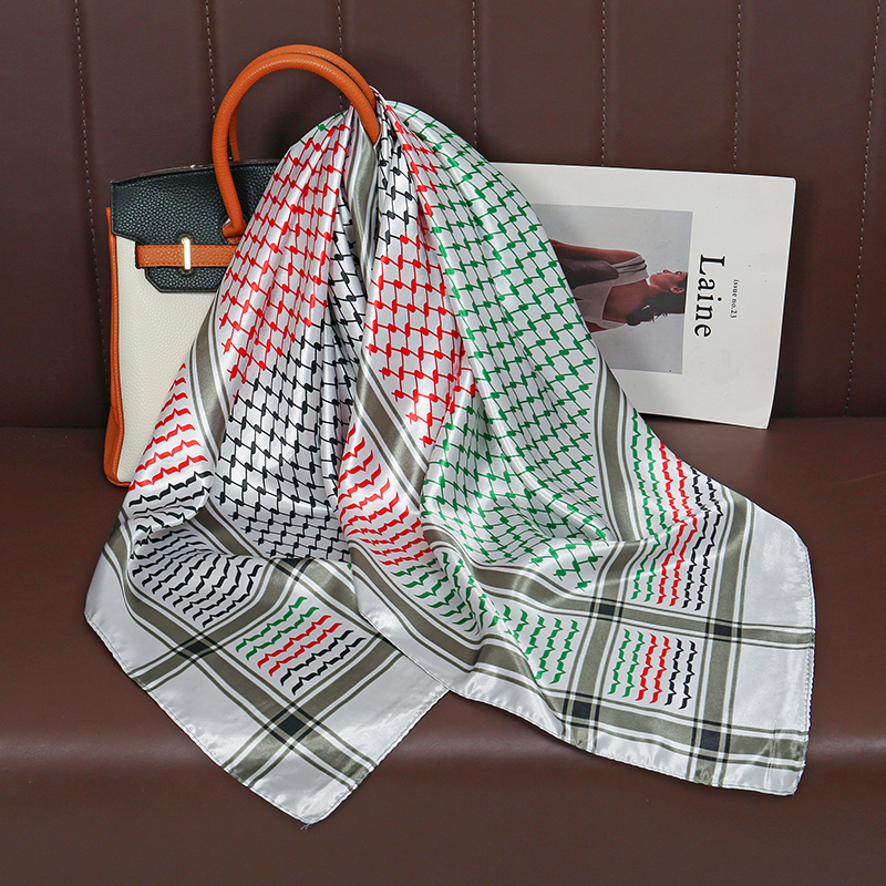Foulard en Satin de soie arabe pour femmes musulmanes, Style Shemagh, Bandana élégant, bandeau, accessoires pour cheveux, 90x90cm, nouvelle collection