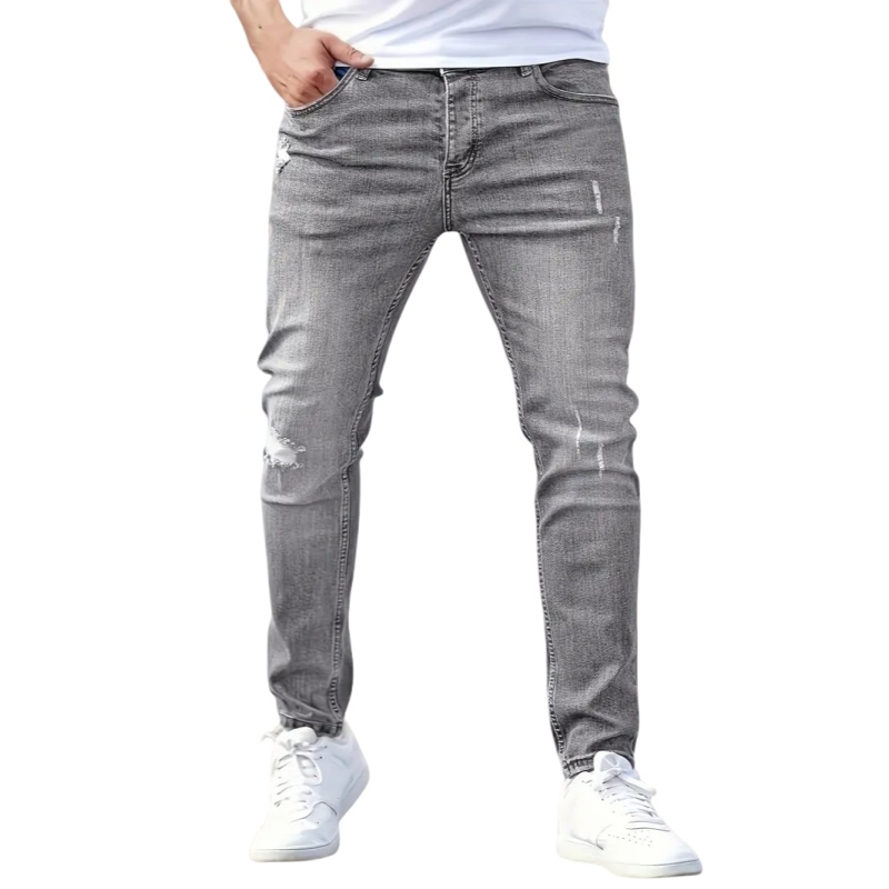 Jean Slim élastique pour hommes, pantalon en Denim décontracté, coupe cintrée, multi-poches, noir, pantalon Cargo solide, Streetwear, vêtements pour hommes
