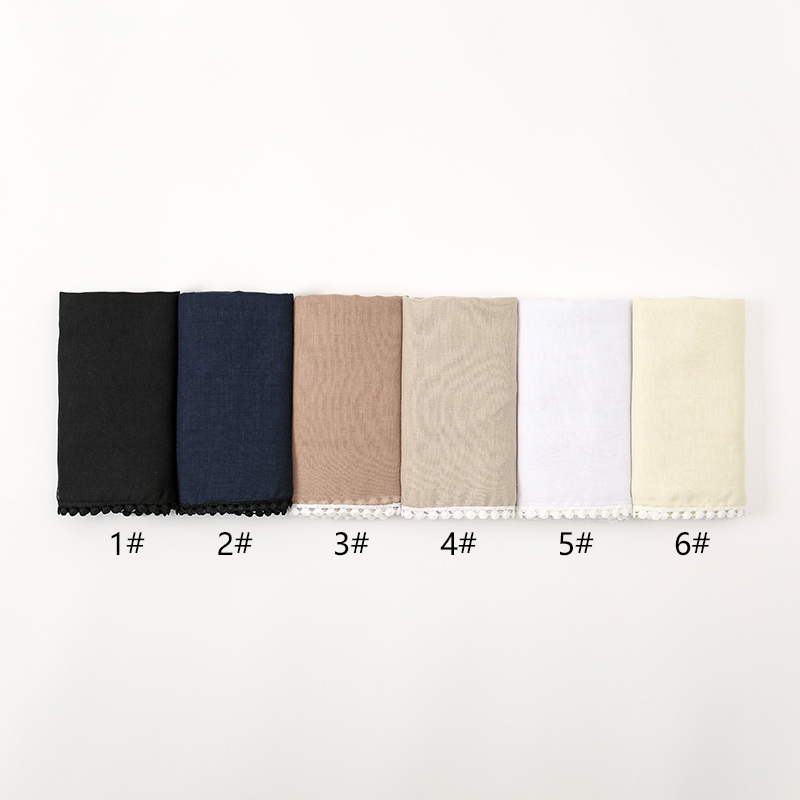 Foulard Hijab Musulman en Coton et Dentelle, Long Châle, Écharpe de Sauna, Bandeau, Nouveauté