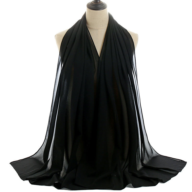 Châle Islamique en Mousseline de Soie pour Femme, Voile Musulman, Hijabs Ronds, 180x70cm