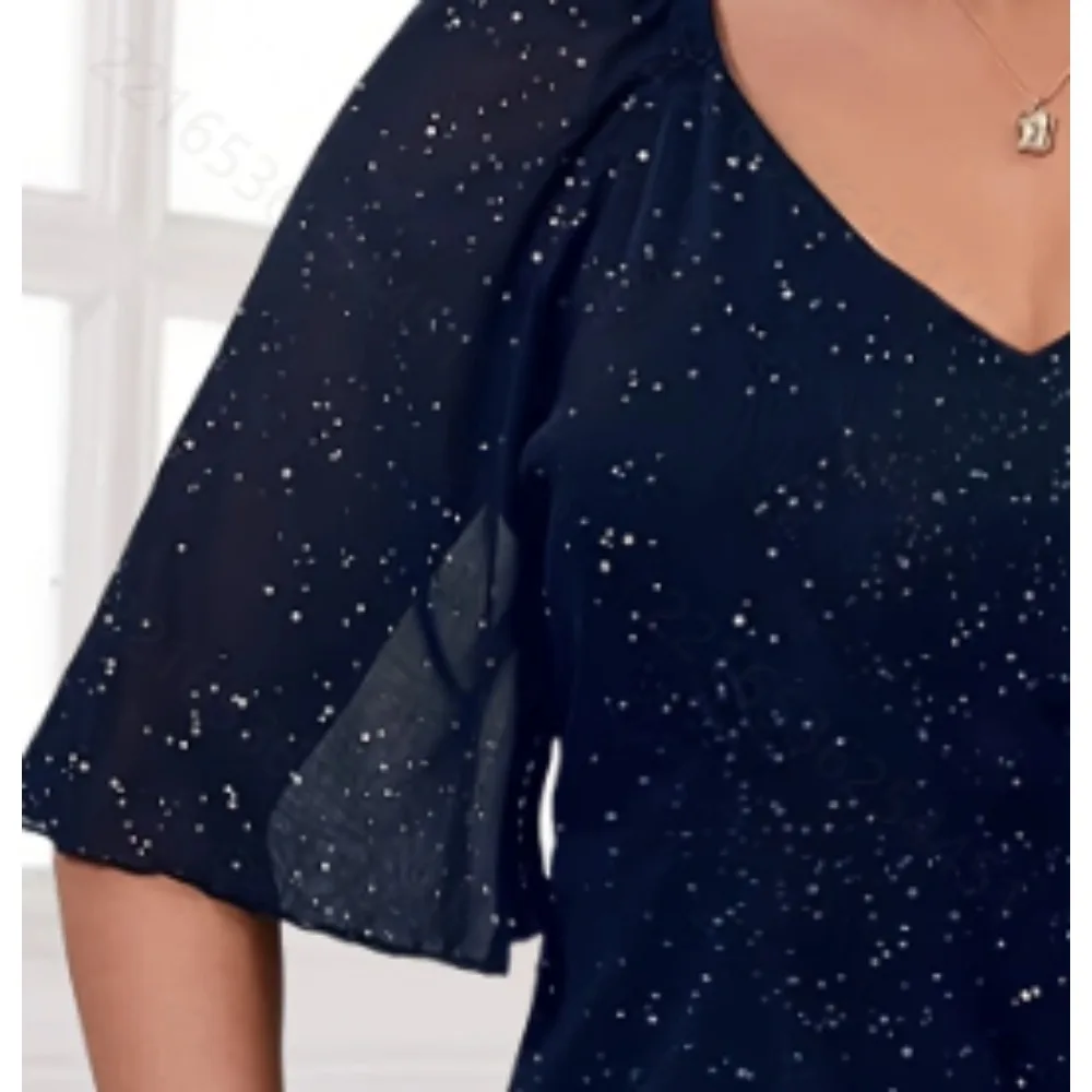 Robe élégante à col en v pour femmes, grande taille, décontractée, col en v, taille cintrée, polyvalente et élégante, ourlet feuille de Lotus