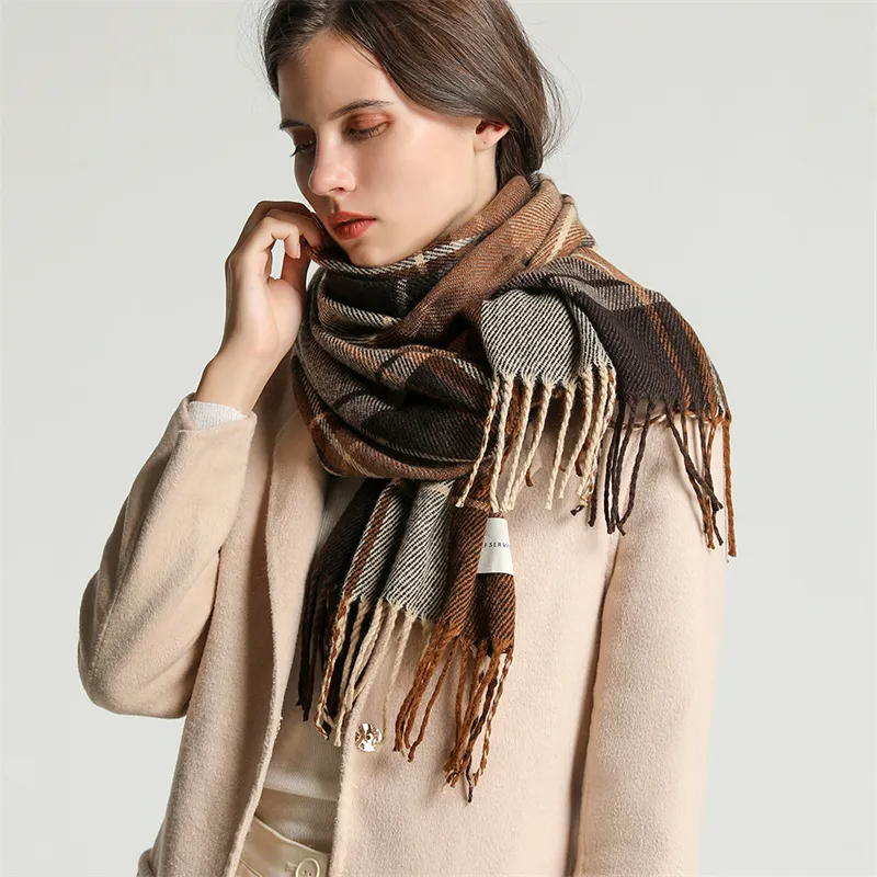 Écharpe Pashmina en Cachemire pour Femme et Homme, Châle à Pompon Rond, Couverture Foulard, Design Imprimé Chaud, Nouvelle Optique, Hiver 2023