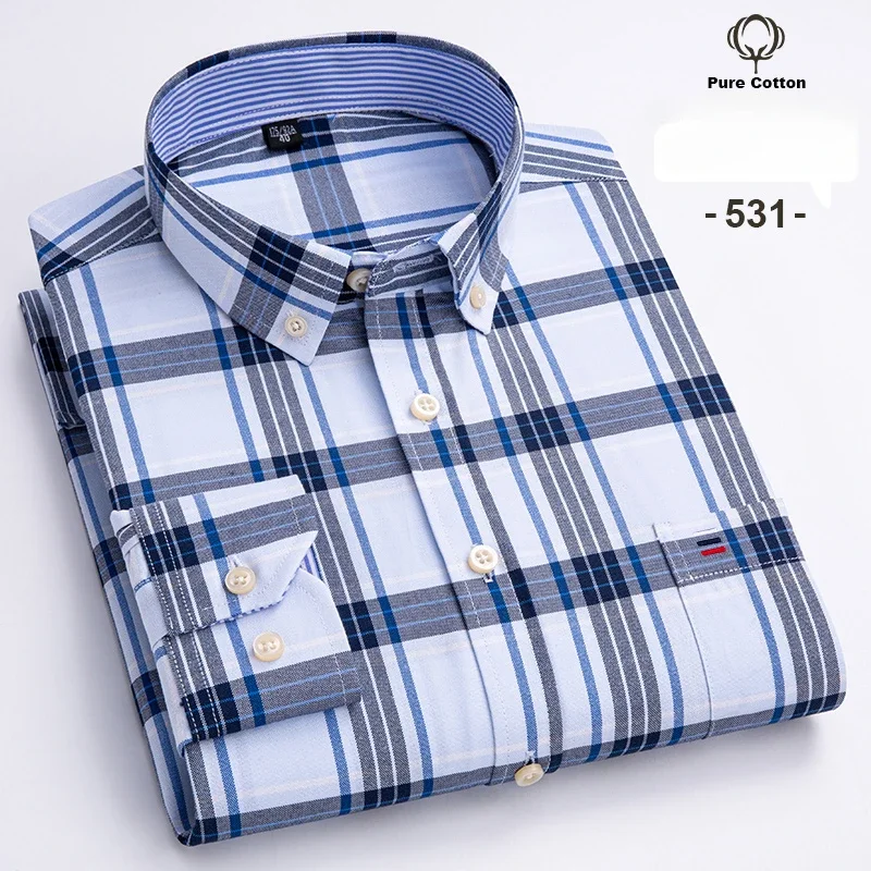 Chemises à manches longues surdimensionnées 7XL pour hommes, 100% coton Oxford, coupe ajustée, chemise unie, douce, décontractée, élégante, vêtements de créateur