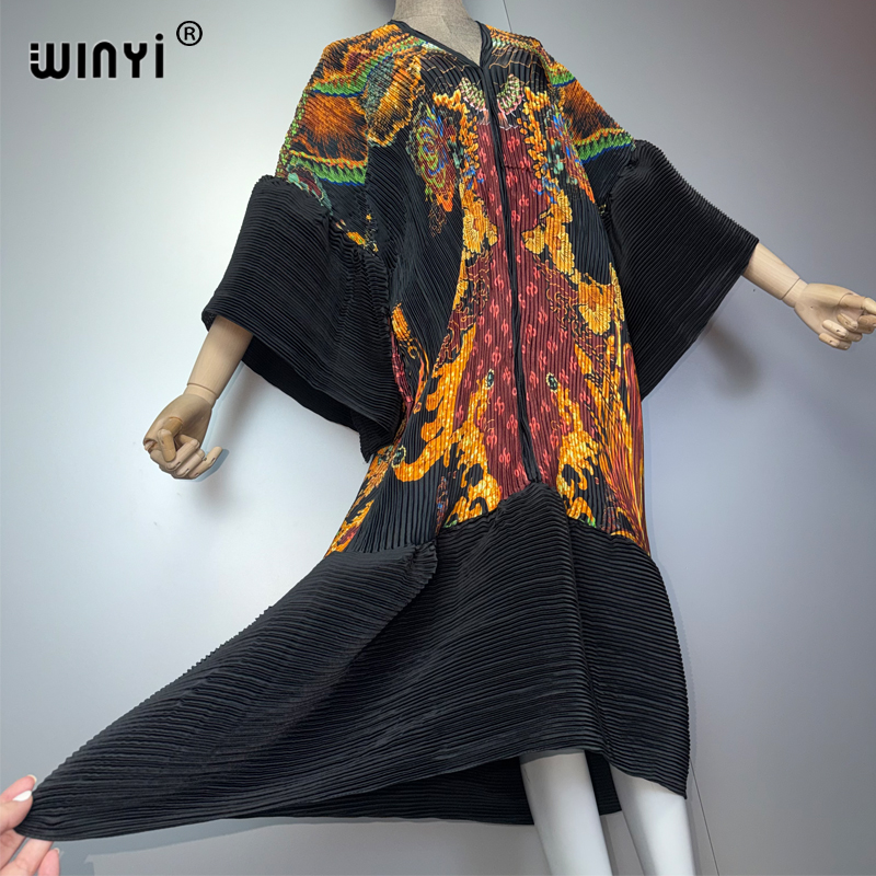 WINYI Robe plissée élastique du Moyen-Orient, robe de plage, kaftan, abaya, robe de soirée de luxe Dubaï, abaya pour femme musulmane