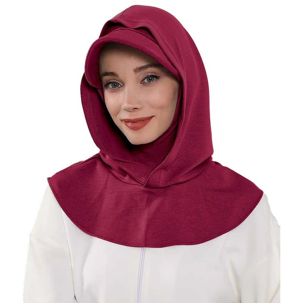 Bonnet Hijab Premium à Couverture Complète, Couleur Unie, Prêt-à-porter, Turban Musulman Double Couche pour Femme