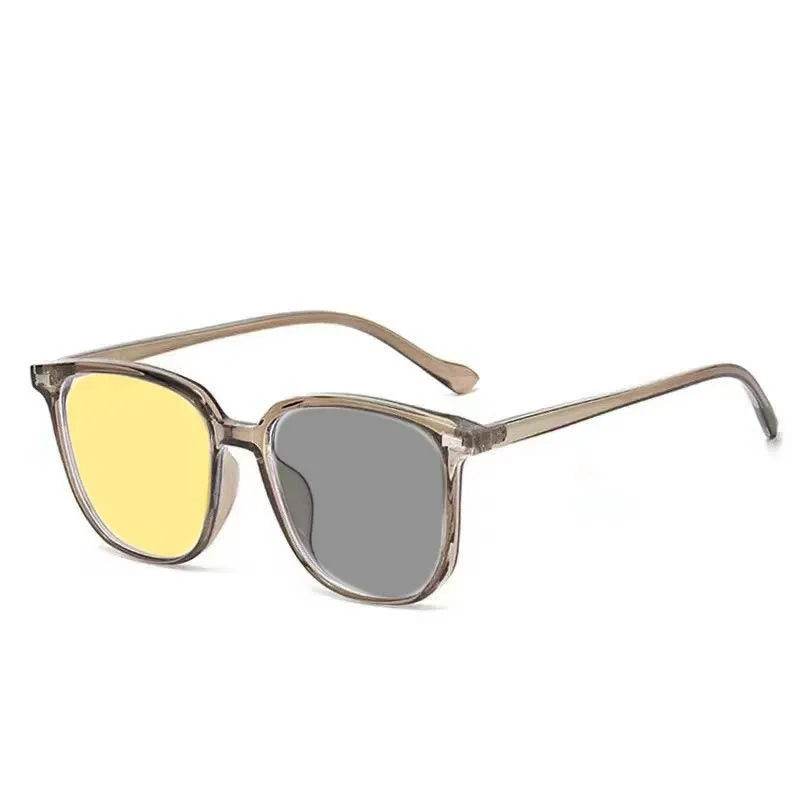 Lunettes photochromiques pour myopie, Vision jour et nuit, grand cadre carré, Anti-éblouissement, pour la conduite, Protection UV, lunettes grises