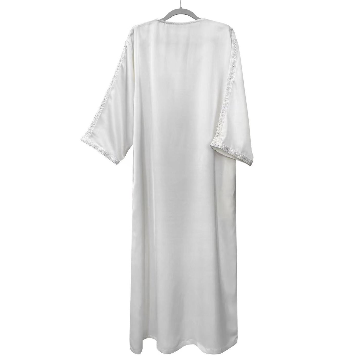 Qamis blanc brodé marocain pour hommes musulmans, abaya islamique ample pour les fêtes, robe longue arabe pour homme