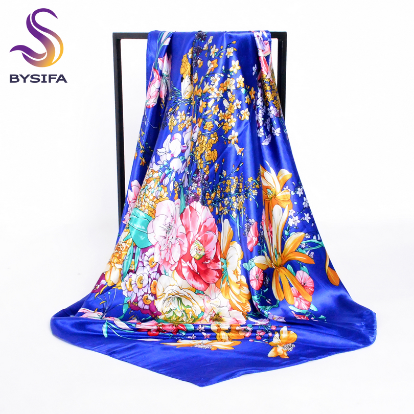 [BYSIFA] foulard en soie pour femmes foulard 2025 nouveau Design Satin grandes foulards carrés enveloppes 90*90 cm turquie femmes foulard de tête foulard de cou