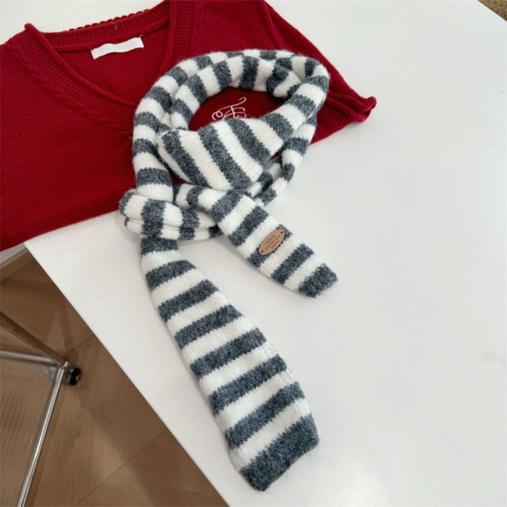 Foulard Long en coton à rayures noires et grises pour femmes, foulard décoratif Slim, chaud, tricoté, mode Streetwear