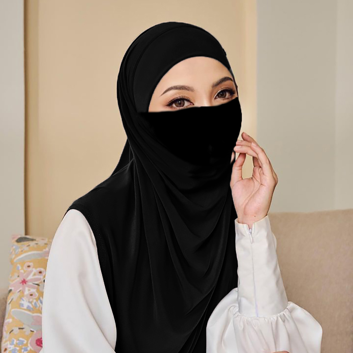 Hijab prêt-à-porter avec sangle, foulard instantané en jersey musulman, voile islamique uni, foulard femme musulmane, bandana.