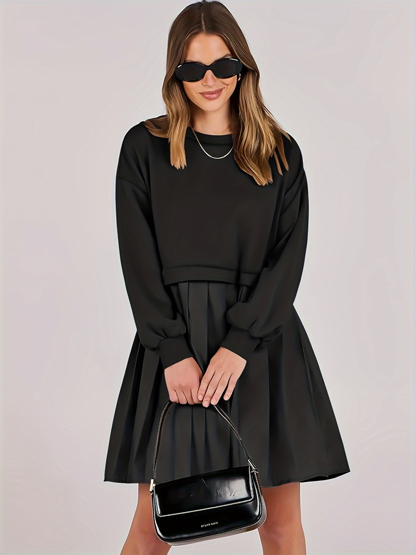 Robe plissée pour femmes grandes tailles, robe confortable et tendance
