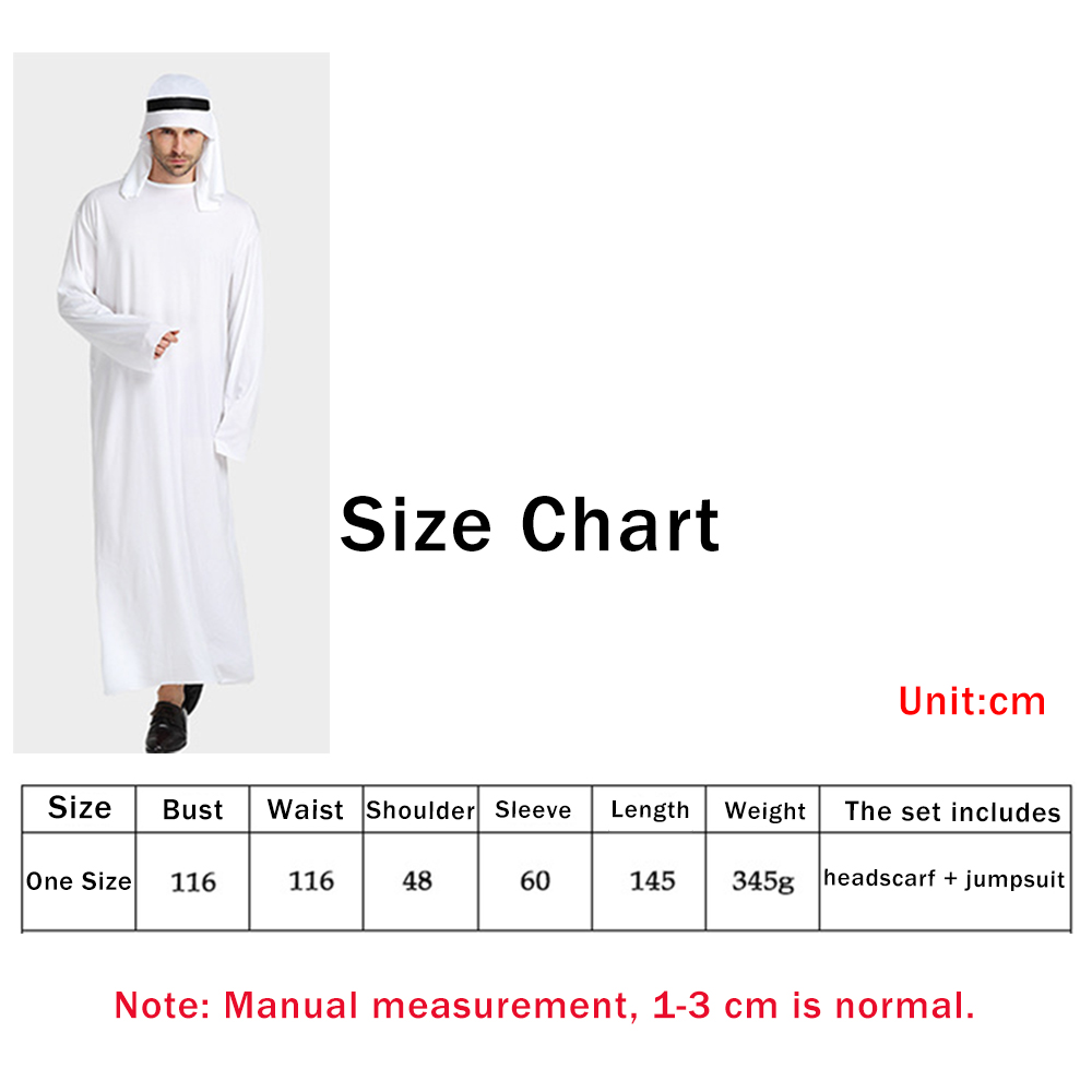 Ensemble Robe et Foulard Arabe des Émirats Arabes Unis pour Hommes, Costume de Cosplay Moyen-Oriental, Vêtements Musulmans de Dubaï, Combinaison Blanche Ample, Costumes Abaya