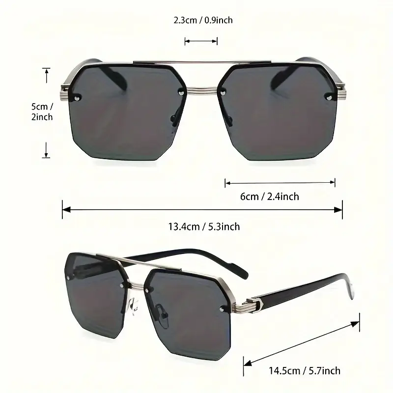 Lunettes classiques à la mode demi-monture pour hommes et femmes – Style vintage, effet amincissant pour la conduite et les aventures en plein air dégradé