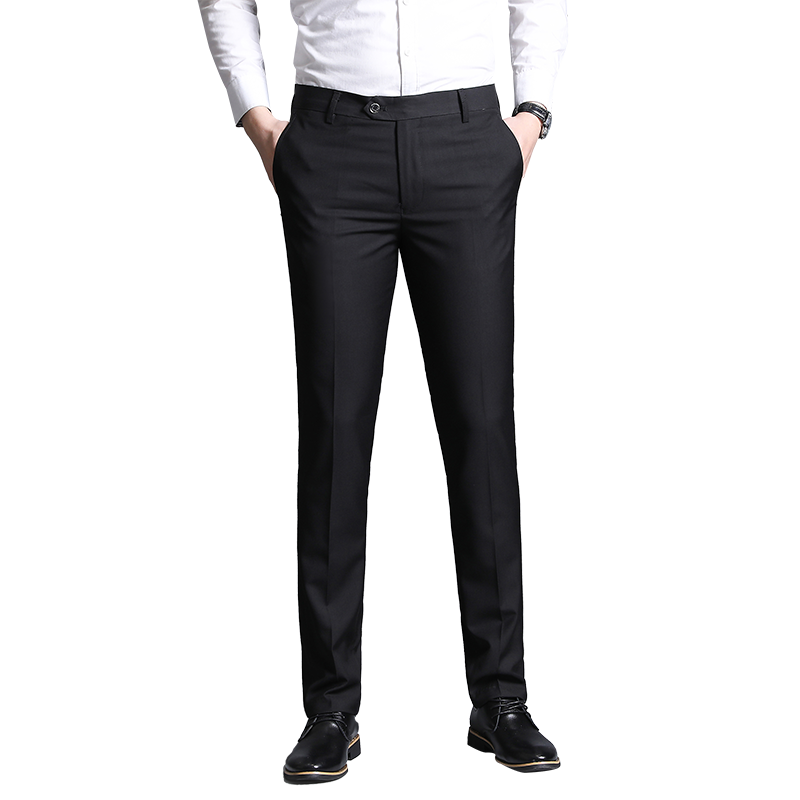 [2024] [Style Business] Nouveau pantalon de costume élégant pour homme, couleur unie, coupe décontractée, pantalon long et ajusté