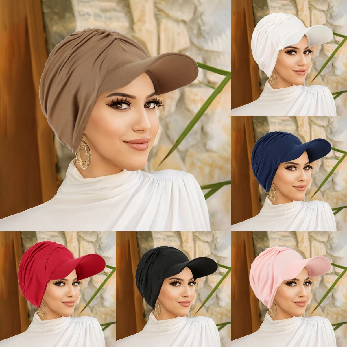 Nouveau chapeau à large bord pour femmes musulman Turban casquette multicolore pull Bonnet voyage bonnets chapeau de soleil perte de cheveux mode