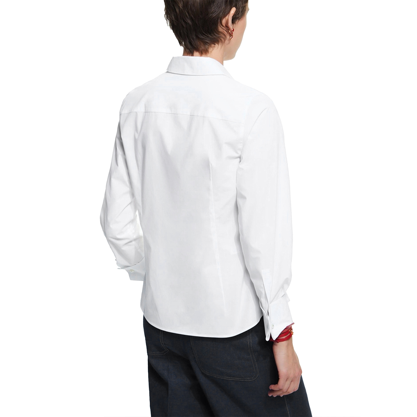 Vêtements pour femmes CH - Chemise blanche boutonnée pour femmes avec logo CHHC brodé, manches longues, décontractée, formelle, pour le bureau