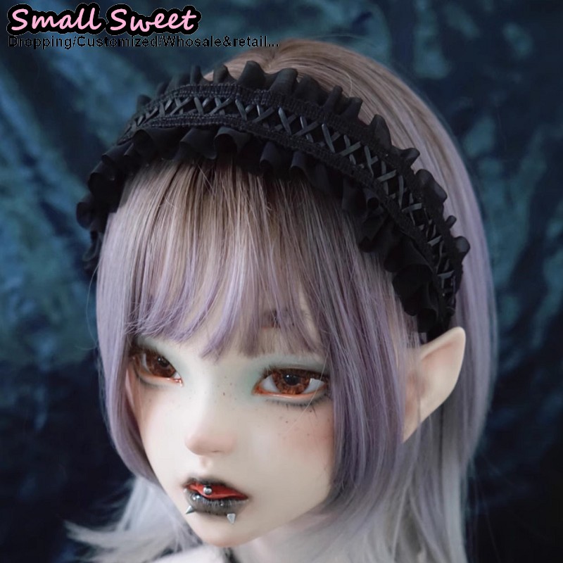 Goth sous-culture accessoires pour cheveux Harajuku gothique Lolita Y2K fille Punk foncé dentelle florale bandeau à volants bandeau cerceau pour cheveux